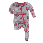 KicKee Pants, Baby Boy Apparel - Pajamas,  Kickee Pants - Print Footie with Zipper - Feather Firefighter