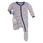 KicKee Pants, Baby Boy Apparel - Pajamas,  Kickee Pants - Print Footie with Zipper - Feather Heroes in the Air