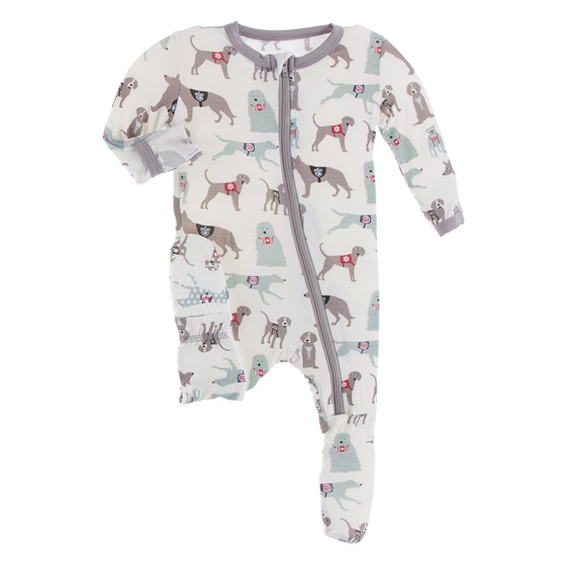 Kickee Pants, Baby Boy Apparel - Pajamas,  Kickee Pants - Print Footie with Zipper - Natural Canine First Responders