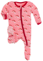 Kickee Pants - Print Footie with Zipper in Strawberry Rainbow - Eden Lifestyle