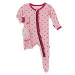 Kickee Pants - Print Muffin Ruffle Footie with Zipper in Lotus Cherries and Blossoms - Eden Lifestyle
