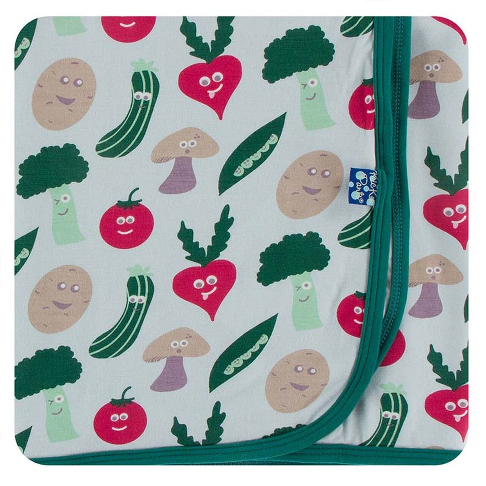 Kickee Pants - Print Swaddling Blanket in Illusion Blue Happy Veggies - Eden Lifestyle