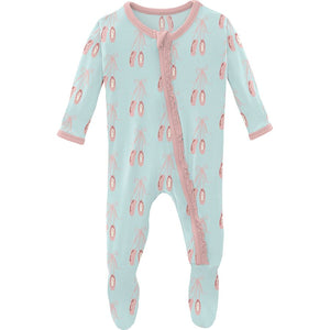 Kickee Pants Print Classic Ruffle Footie with Zipper in Fresh Air Ballet - Eden Lifestyle