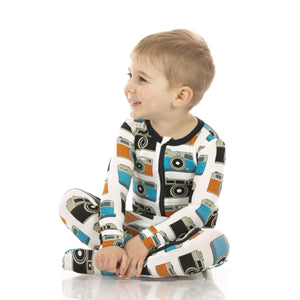 Kickee Pants Print Footie with Zipper in Mom's Camera - Eden Lifestyle