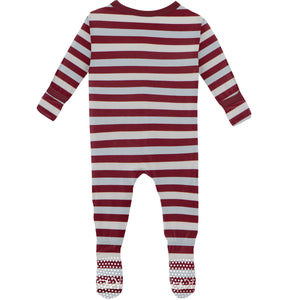 Kickee Pants Print Footie with Zipper in Playground Stripe - Eden Lifestyle