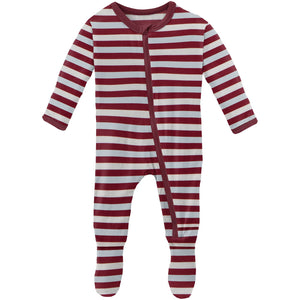 Kickee Pants Print Footie with Zipper in Playground Stripe - Eden Lifestyle