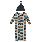 Kickee Pants Print Layette Gown Converter & Single Knot Hat Set in Mom's Camera - Eden Lifestyle