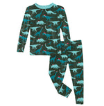 Kickee Pants Print Long Sleeve Pajama Set in Santa Dinos - Eden Lifestyle