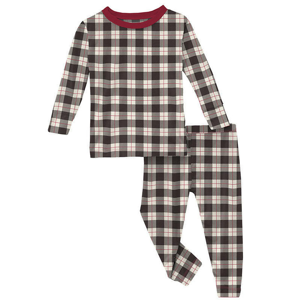 Kickee Pants Print Long Sleeve Pajama Set in Midnight Holiday Plaid - Eden Lifestyle