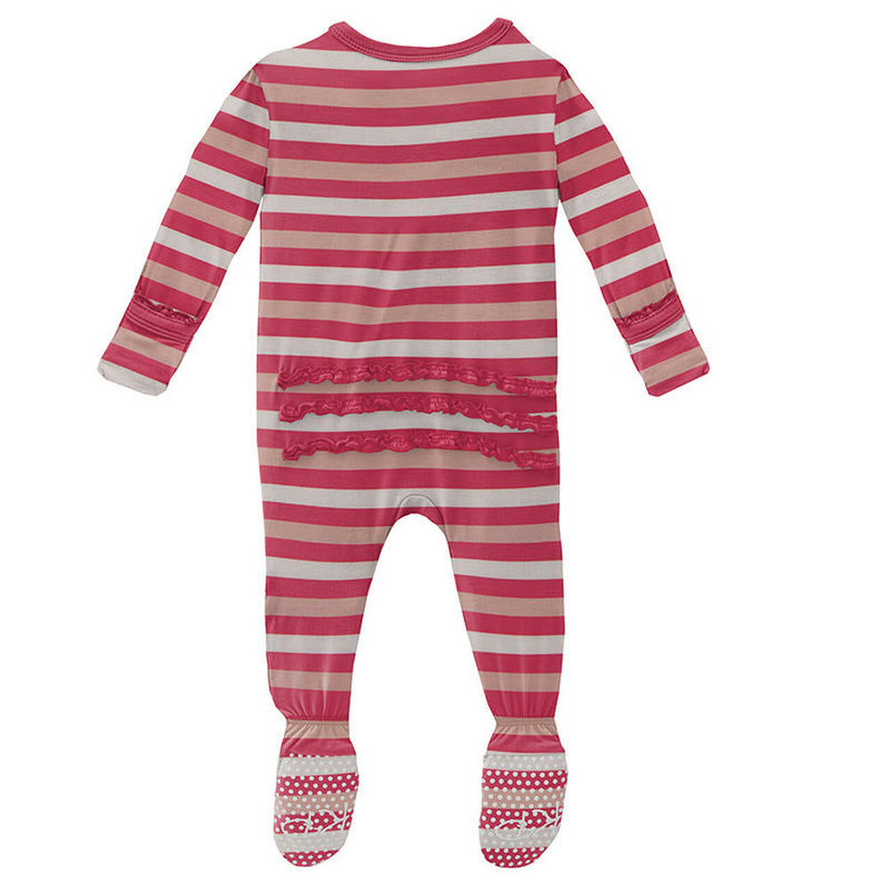 Kickee Pants Print Muffin Ruffle Footie with Zipper in Hopscotch Stripe - Eden Lifestyle