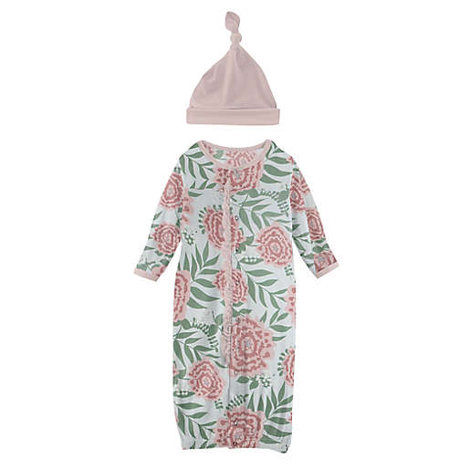 Kickee Pants Print Ruffle Layette Convertible Gown & Hat Set in