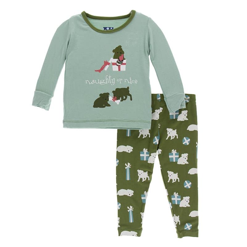 KicKee Pants, Boy - Pajamas,  Kickee Pants - Holiday Print Long Sleeve Pajama Set - Shore Naughty or Nice