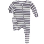 KicKee Pants, Baby Boy Apparel - Pajamas,  Kickee Pants - Print Footie with Zipper - India Pure Stripe