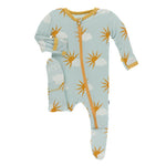 KicKee Pants, Baby Boy Apparel - Pajamas,  Kickee Pants - Print Footie with Zipper - Spring Sky Partial Sun