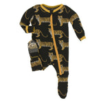 KicKee Pants, Baby Boy Apparel - Pajamas,  Kickee Pants - Print Footie with Zipper - Zebra Tiger