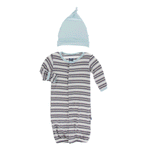 KicKee Pants, Baby Boy Apparel - Pajamas,  Kickee Pants - Print Layette Converter & Knot Hat Set - India Pure Stripe