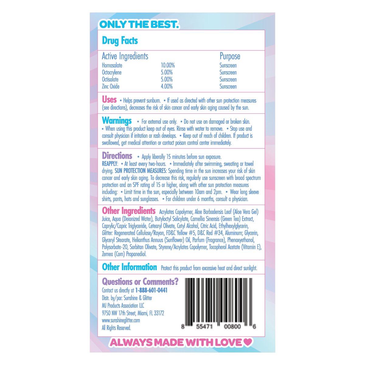 Sunshine Glitter, Gifts - Beauty & Wellness,  Glamingo | Glitter Sunscreen | Pink | SPF50+ | 4 oz