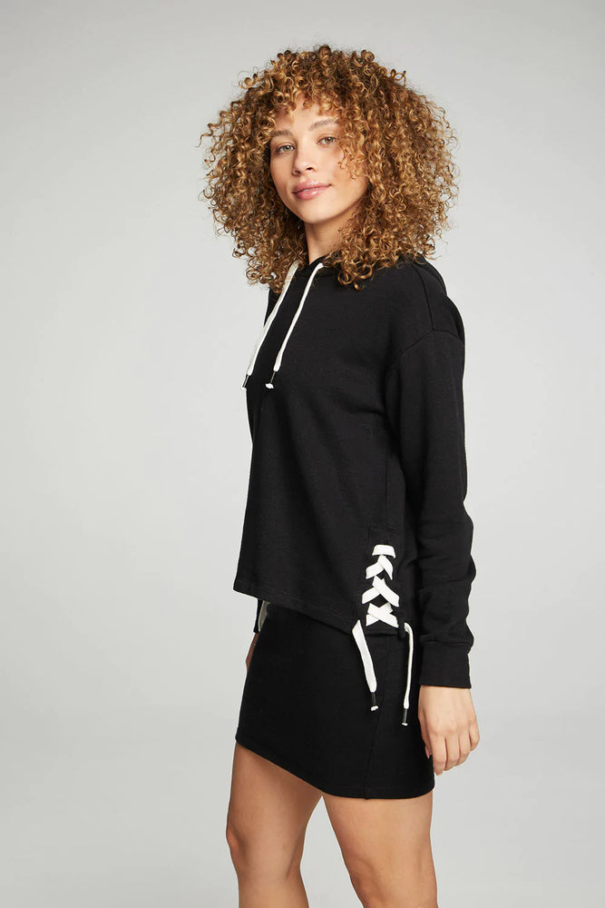 Long Sleeve Hoodie with Lace Up Sides - Eden Lifestyle