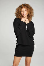 Long Sleeve Hoodie with Lace Up Sides - Eden Lifestyle