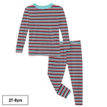 Kickee Pants Print Long Sleeve Pajama Set in Christmas Stripe - Eden Lifestyle