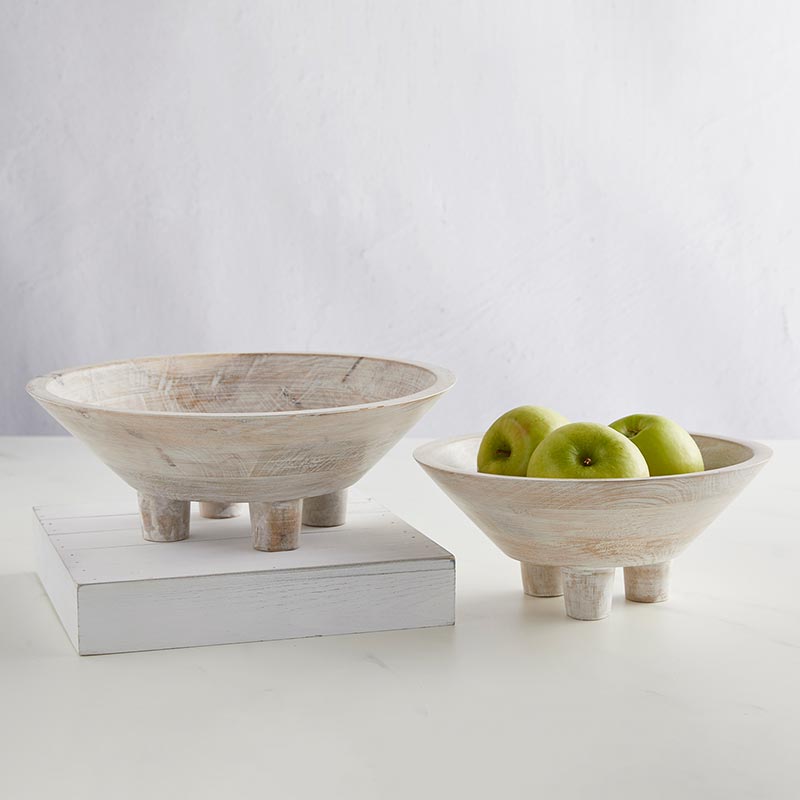 Large Footed Wooden Bowl - Eden Lifestyle