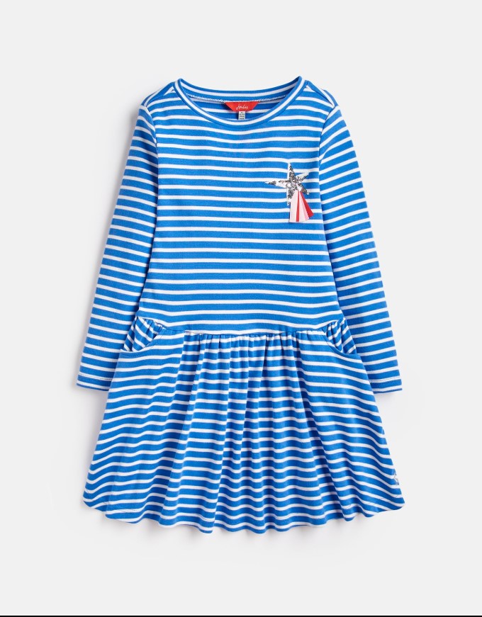Joules, Girl - Dresses,  Joules Lila Blue Cream Striped Dress