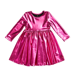 Pink Chicken, Girl - Dresses,  Pink Chicken Liza Lame Dress Pink Metallic