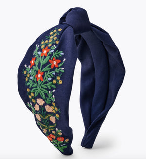 Lottie Navy Embroidered Headband - Eden Lifestyle