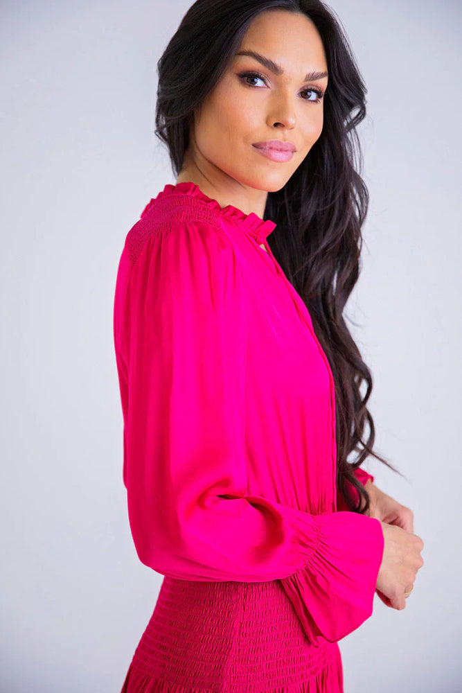 Magenta Smock Waist Dress - Eden Lifestyle