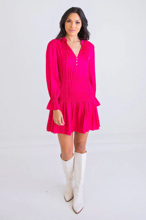 Magenta Smock Waist Dress - Eden Lifestyle