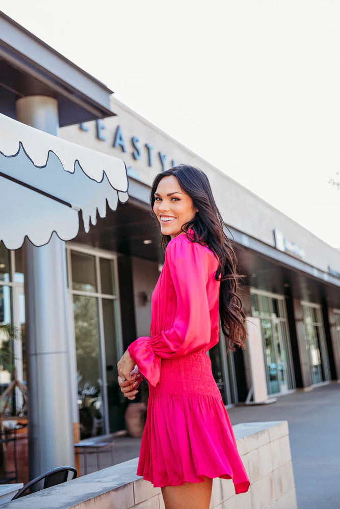 Magenta Smock Waist Dress - Eden Lifestyle