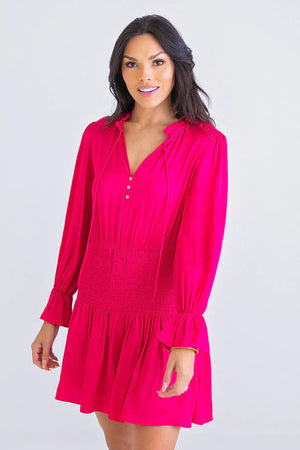 Magenta Smock Waist Dress - Eden Lifestyle