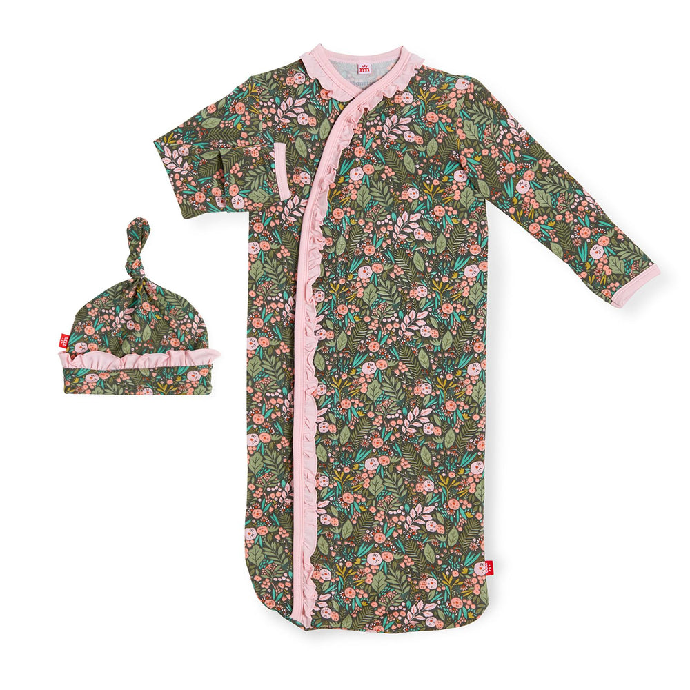 Magnificent Baby, Baby Girl Apparel - Pajamas,  Magnetic Me Harlow Modal Magnetic Sack Gown + Hat Set