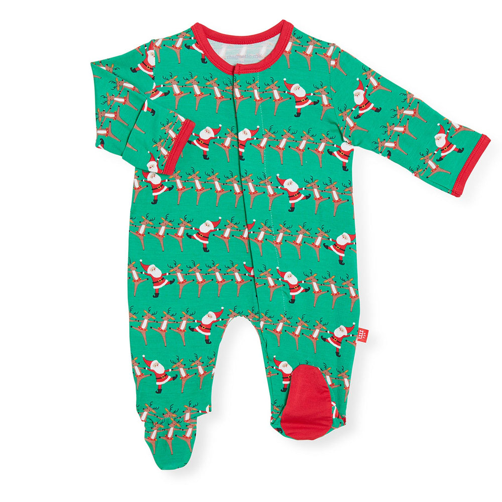 Magnificent Baby, Baby Boy Apparel - Pajamas,  Magnetic Me Holly Folly Jolly Modal Magnetic Footie