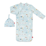 Magnificent Baby, Baby Boy Apparel - Pajamas,  Magnetic Me Sea The World Modal Magnetic Sack Gown & Hat Set