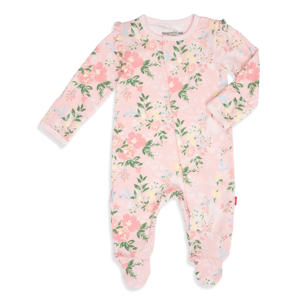 Magnetic Me by Magnificent Baby Ainslee Modal Ruffle Magnetic Parent Favorite Footie - Eden Lifestyle