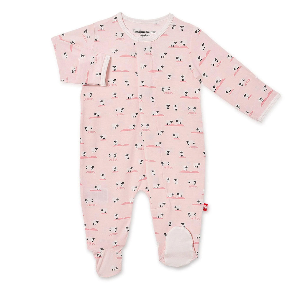 Magnetic Me by Magnificent Baby Pink Baa Baa Baby Modal Magnetic Footie - Eden Lifestyle