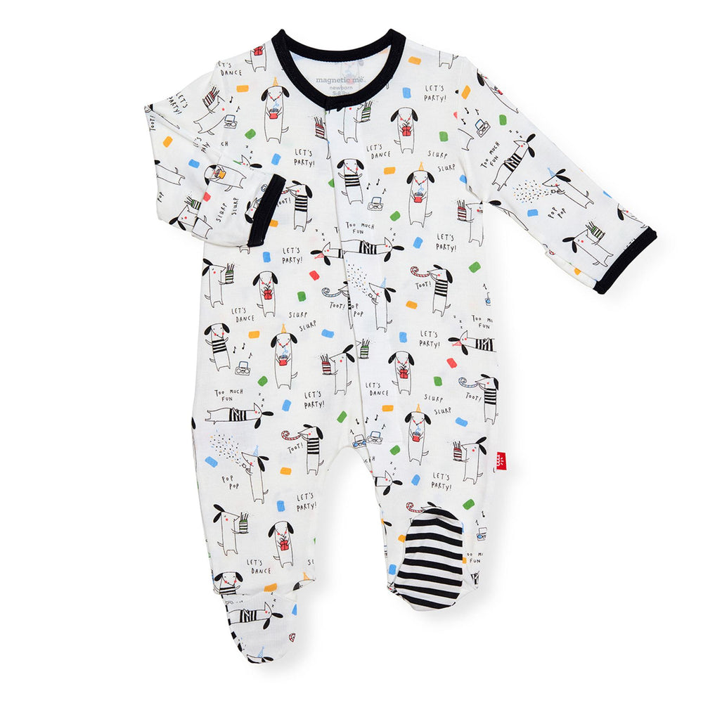 Magnificent Baby, Baby Boy Apparel - Pajamas,  Magnetic Me by Magnificent Baby Raise the Woof Magnetic Footie