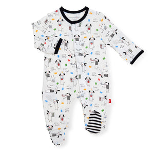 Magnificent Baby, Baby Boy Apparel - Pajamas,  Magnetic Me by Magnificent Baby Raise the Woof Magnetic Footie