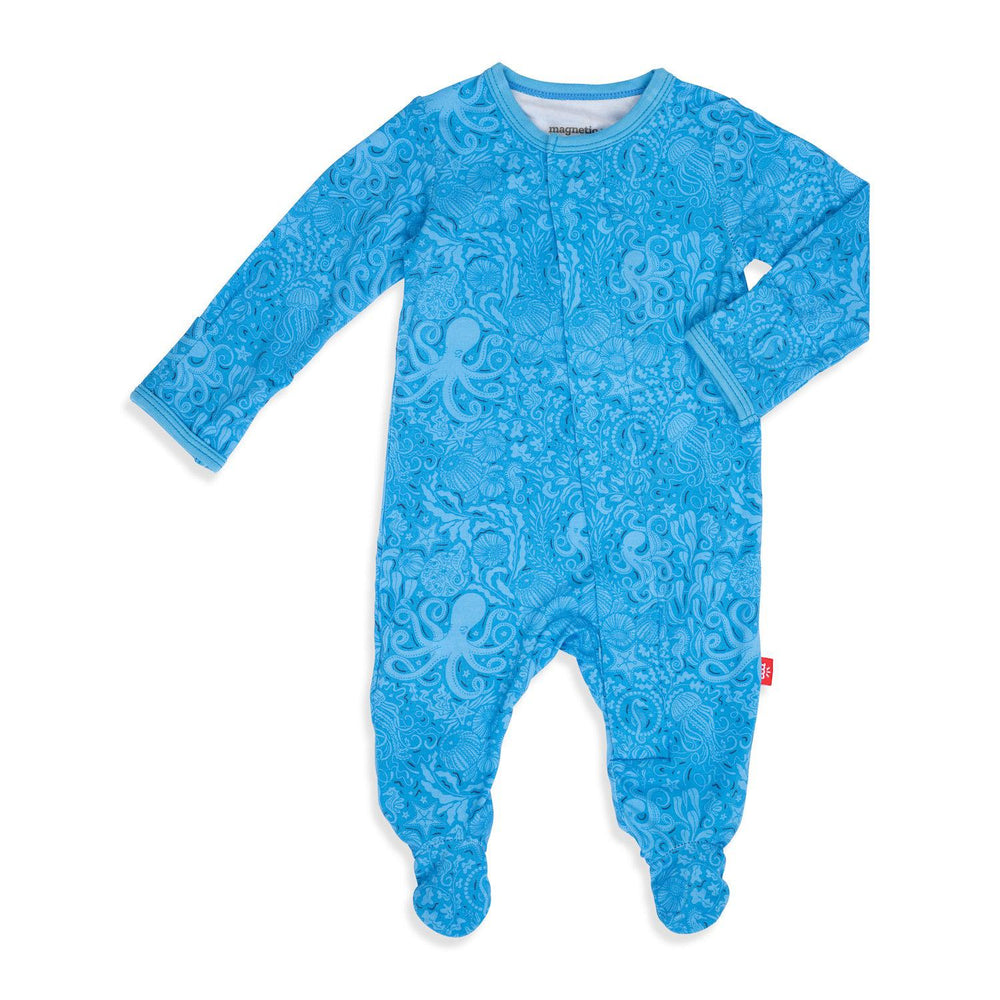 Magnetic Me by Magnificent Baby Seas the Day Blue Modal Magnetic Parent Favorite Footie - Eden Lifestyle