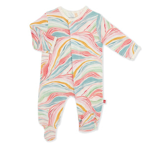 Magnetic Me by Magnificent Baby Twirls & Swirls Modal Magnetic Footie - Eden Lifestyle