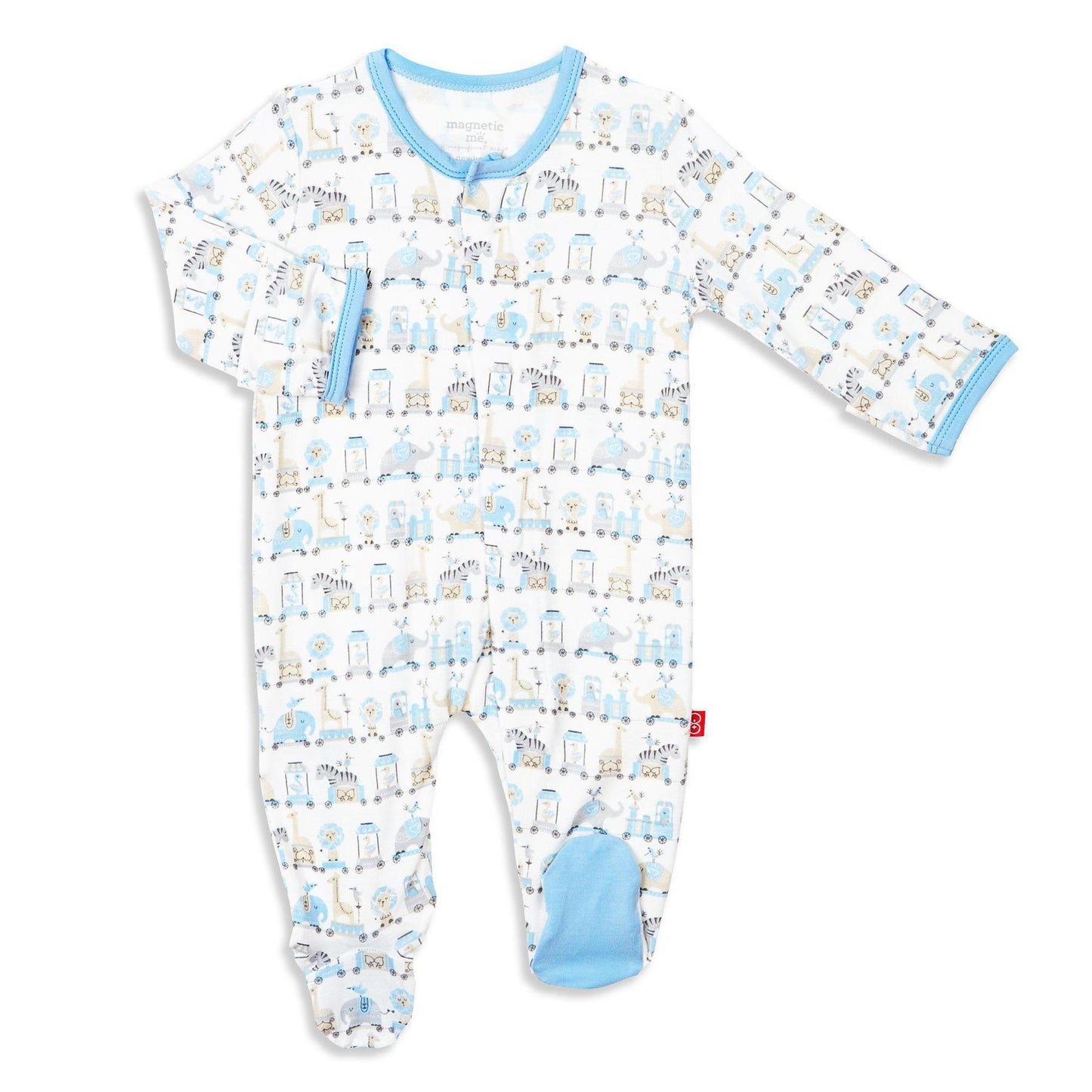 Magnificent Baby, Baby Boy Apparel - Pajamas,  Magnetic Me by Magnificent Baby Blue Taj Express Model Magnetic Footie