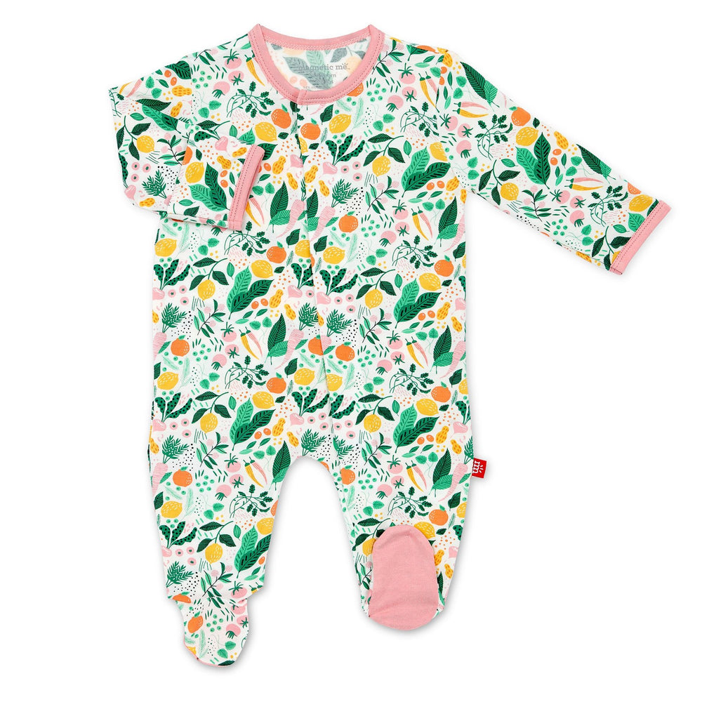 Magnificent Baby, Baby Girl Apparel - Pajamas,  Magnetic Me by Magnificent Baby Lemon Verbena Modal Magnetic Footie