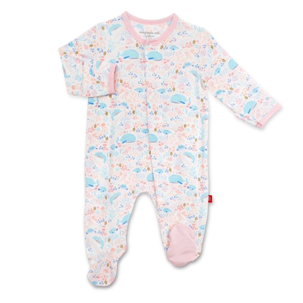Magnificent Baby, Baby Girl Apparel - Pajamas,  Magnetic Me by Magnificent Baby Sea pf Splendor Modal Magnetic Footie