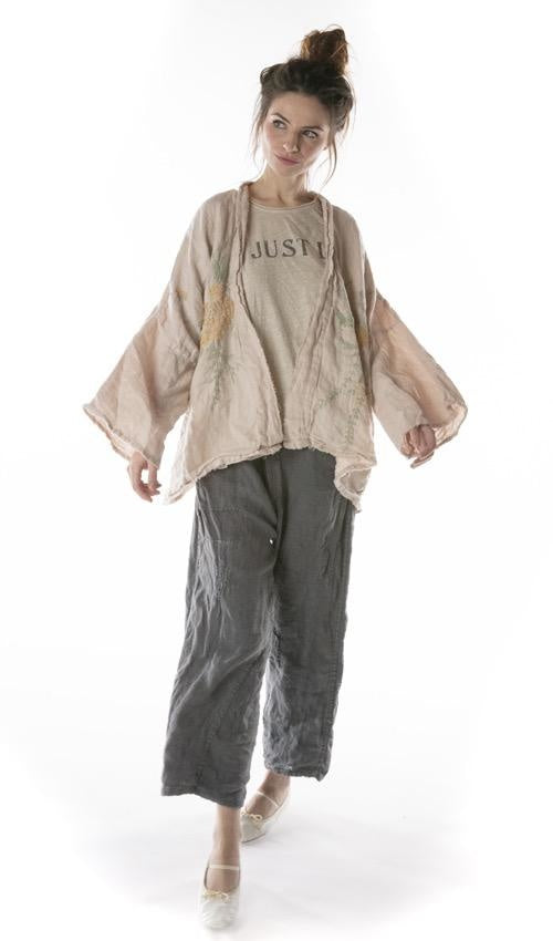 Magnolia Pearl, Magnolia Pearl,  Magnolia Pearl Cotton Twill Linen Clodia Hand Embroidered Floral Kimono Jacket 364-Lilac Water-One Size