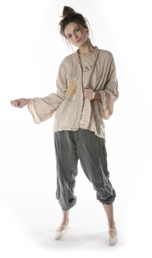 Magnolia Pearl, Magnolia Pearl,  Magnolia Pearl Cotton Twill Linen Clodia Hand Embroidered Floral Kimono Jacket 364-Lilac Water-One Size