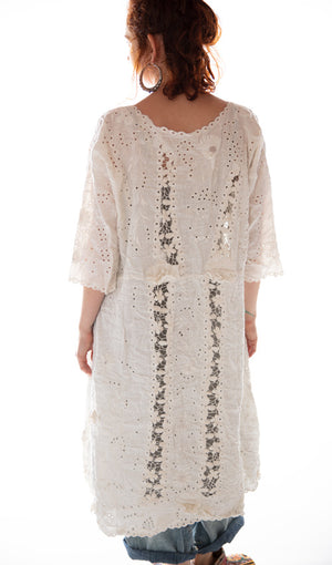 Magnolia Pearl, Magnolia Pearl,  Magnolia Pearl French Linen Coronado Dress with Embroidery and Scalloped Edging Dress 529-Antique White-One Size