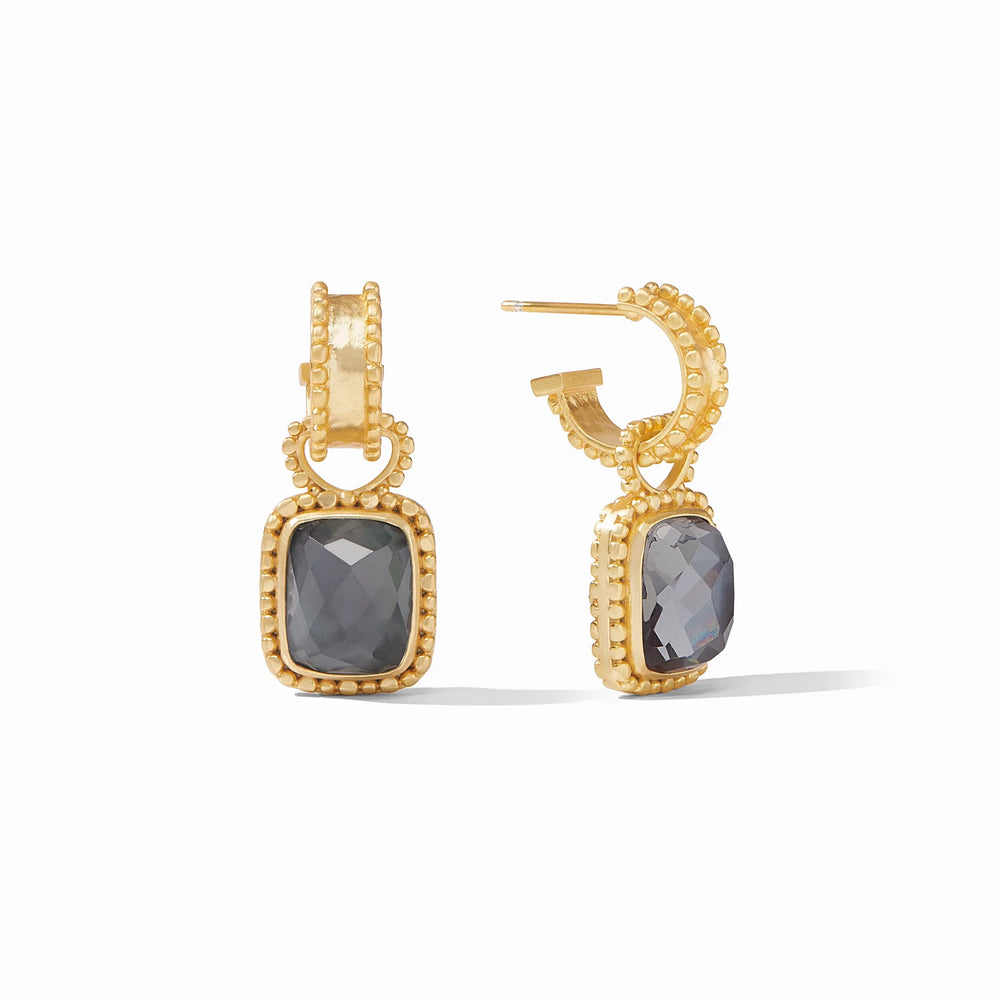 Marbella Pearl Hoop & Charm Earring Iridescent Charcoal Blue - Eden Lifestyle