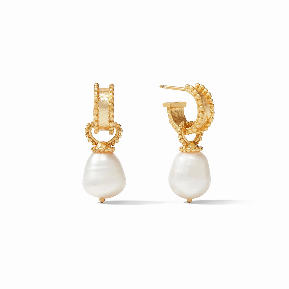 Marbella Pearl Hoop & Charm Earring Gold Freshwater Pearl - Eden Lifestyle