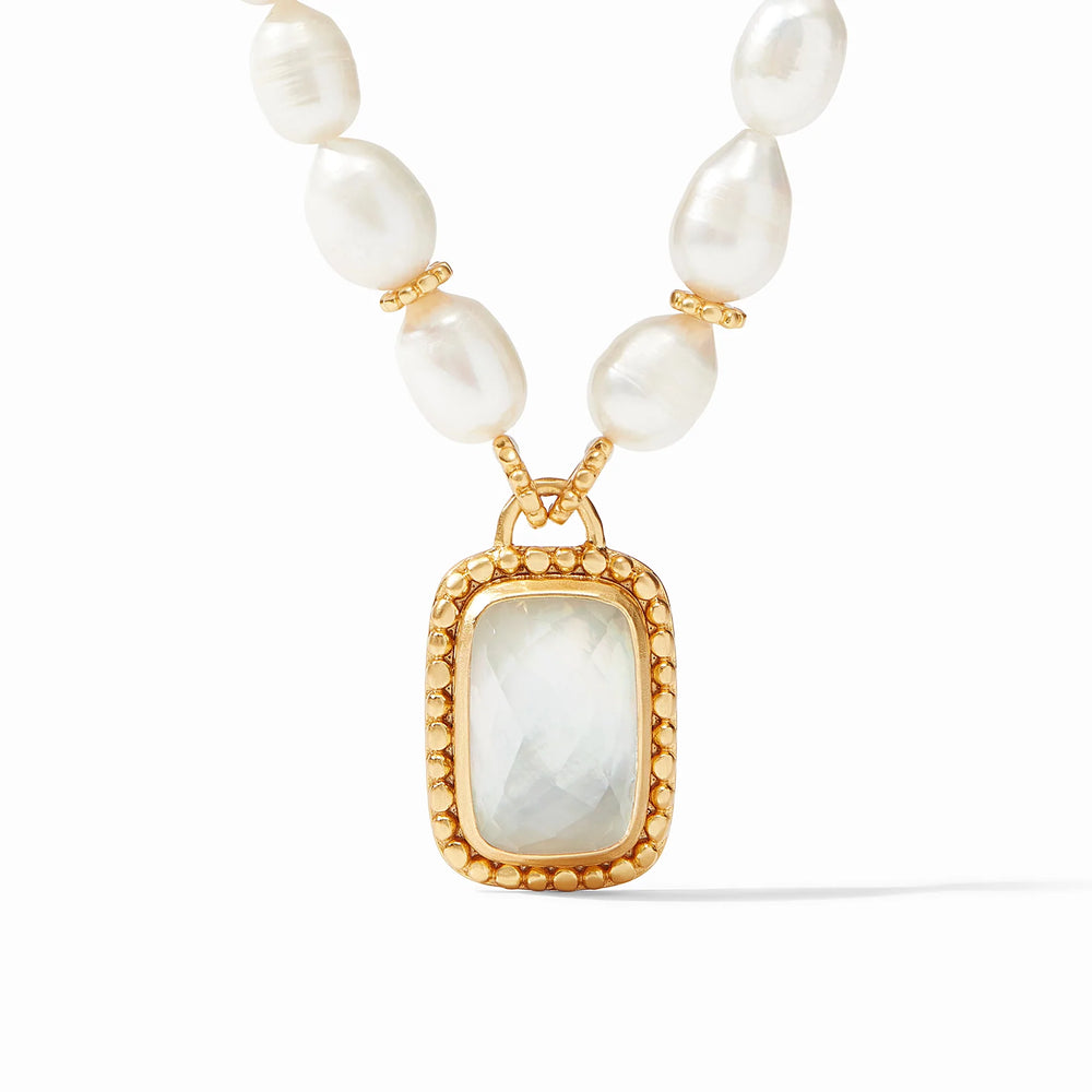 Marbella Statement Necklace Iridscent Clear and Freshwater Pearl - Eden Lifestyle